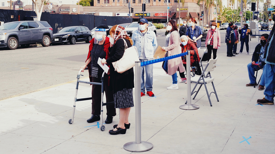 Our latest vaccine pop-up clinic attracts a long line of Koreatown community members.